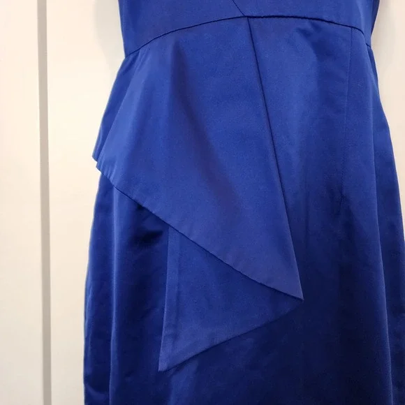 MILLY NY Italian Asymmetrical Peplum Sheath Dress Blue 2 Quiet Luxury Cocktail - Picture 4 of 15